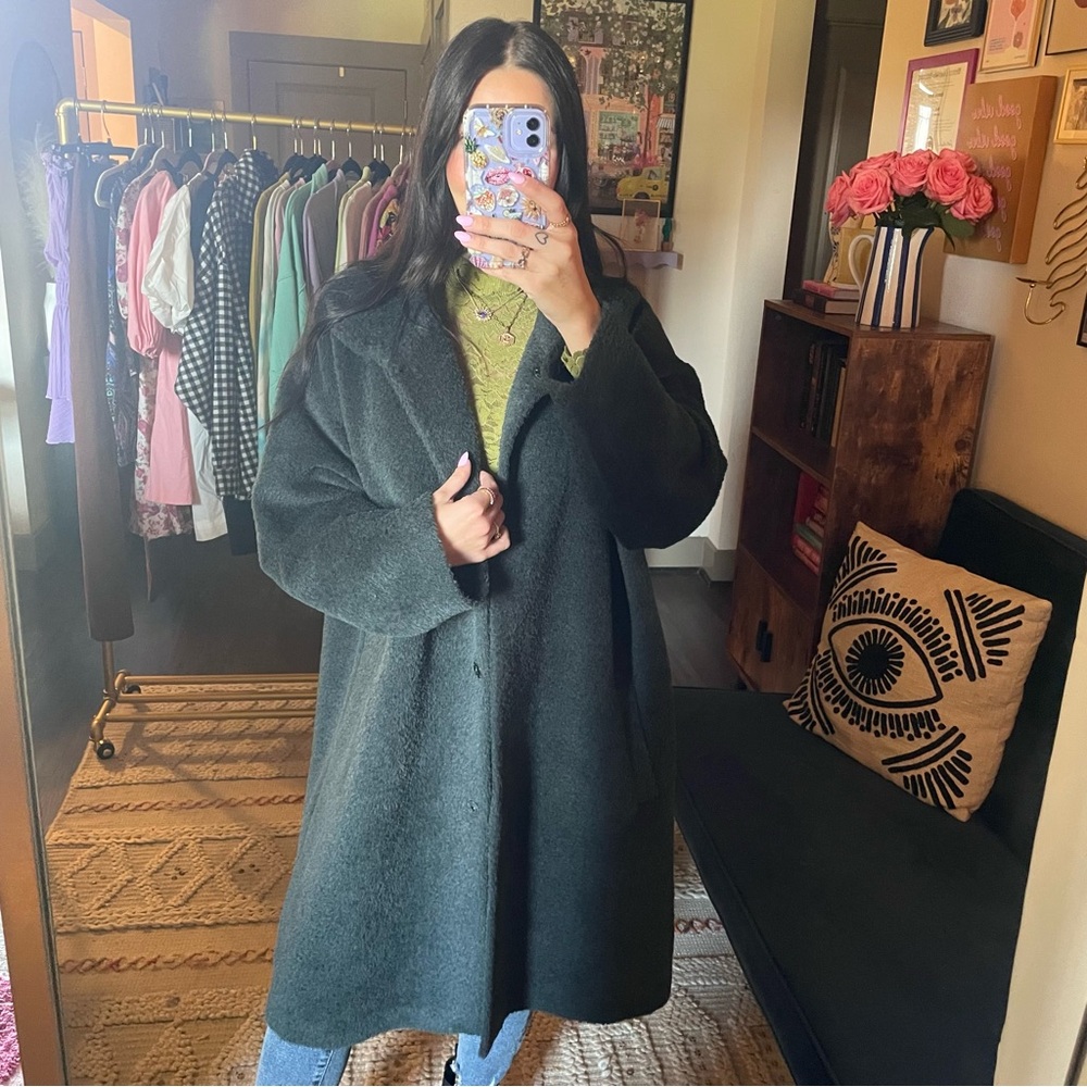 Eileen Fisher Sheared Suri Alpaca Stand Collar Coat - Picture 4 of 11
